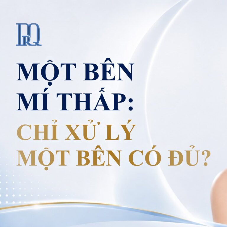 Gặp tình trạng một bên mí thấp hơn: Chỉ xử lý một bên có đủ không?